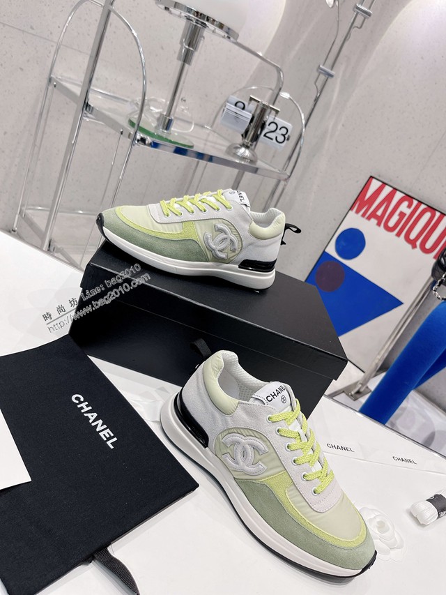 Chanel香奈兒2022早春新款松糕厚底漁夫鞋帆布鞋增高板鞋 dx3031